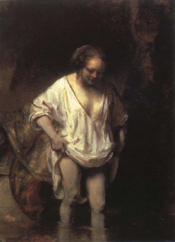 Rembrandt van rijn woman bathing in a steam oil painting image